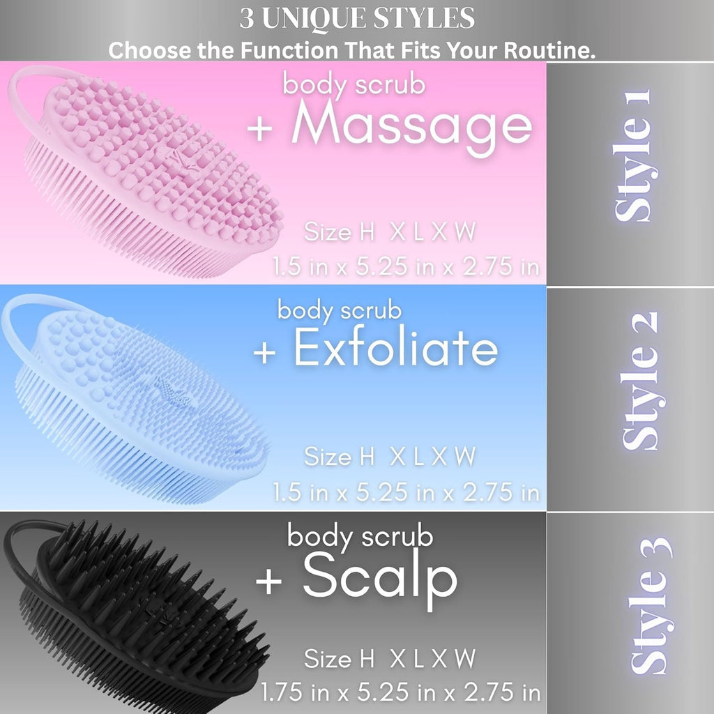 Avilana Silicone Body Scrubber – Gentle Shower Brush & Loofah Alternative – Silver-Infused Options – Fast-Drying, Hygienic