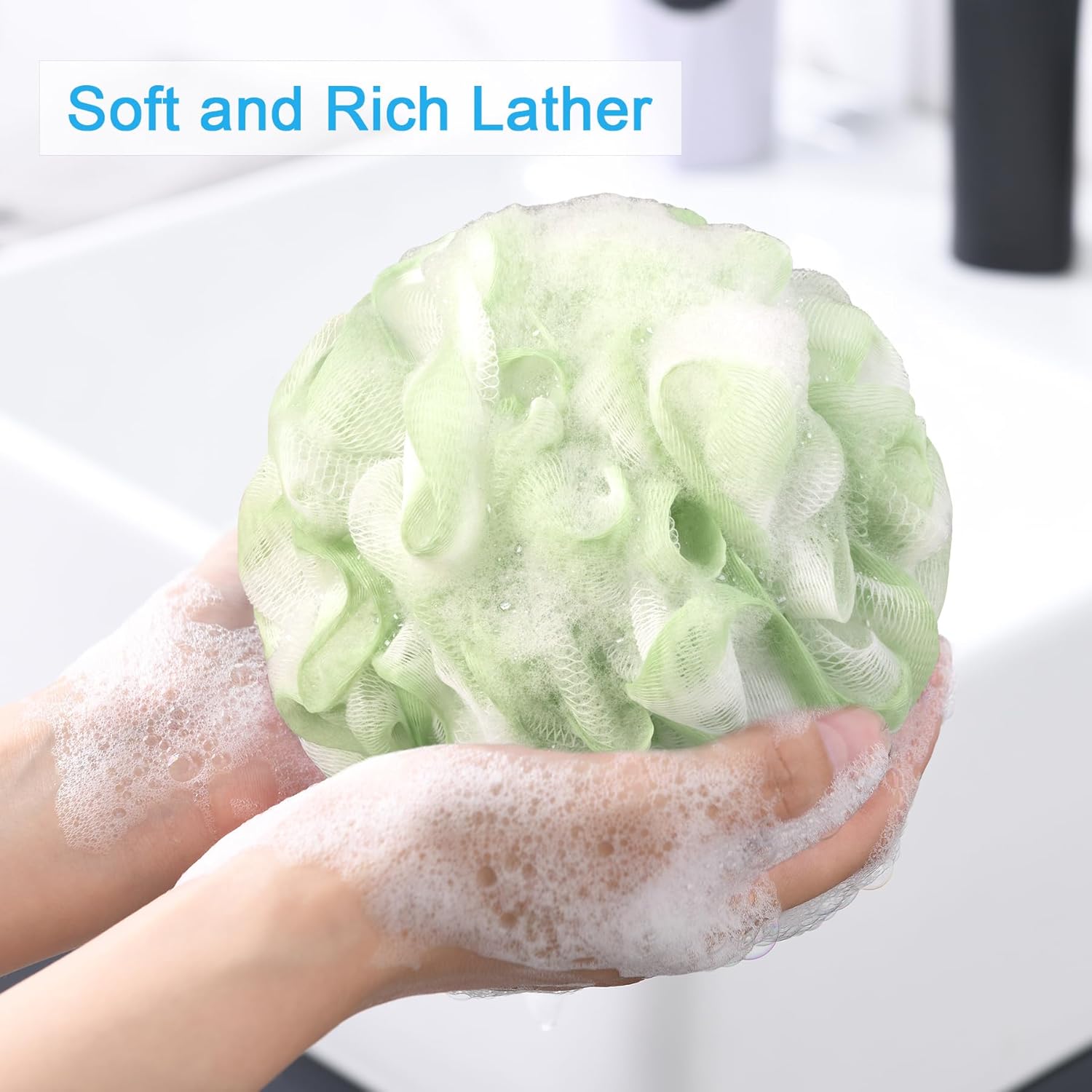 AmazerBath Loofah Sponge 75g/Piece, Exfoliating Bath Sponge Body Scrubber - Loofa Set of 4 Flower Color