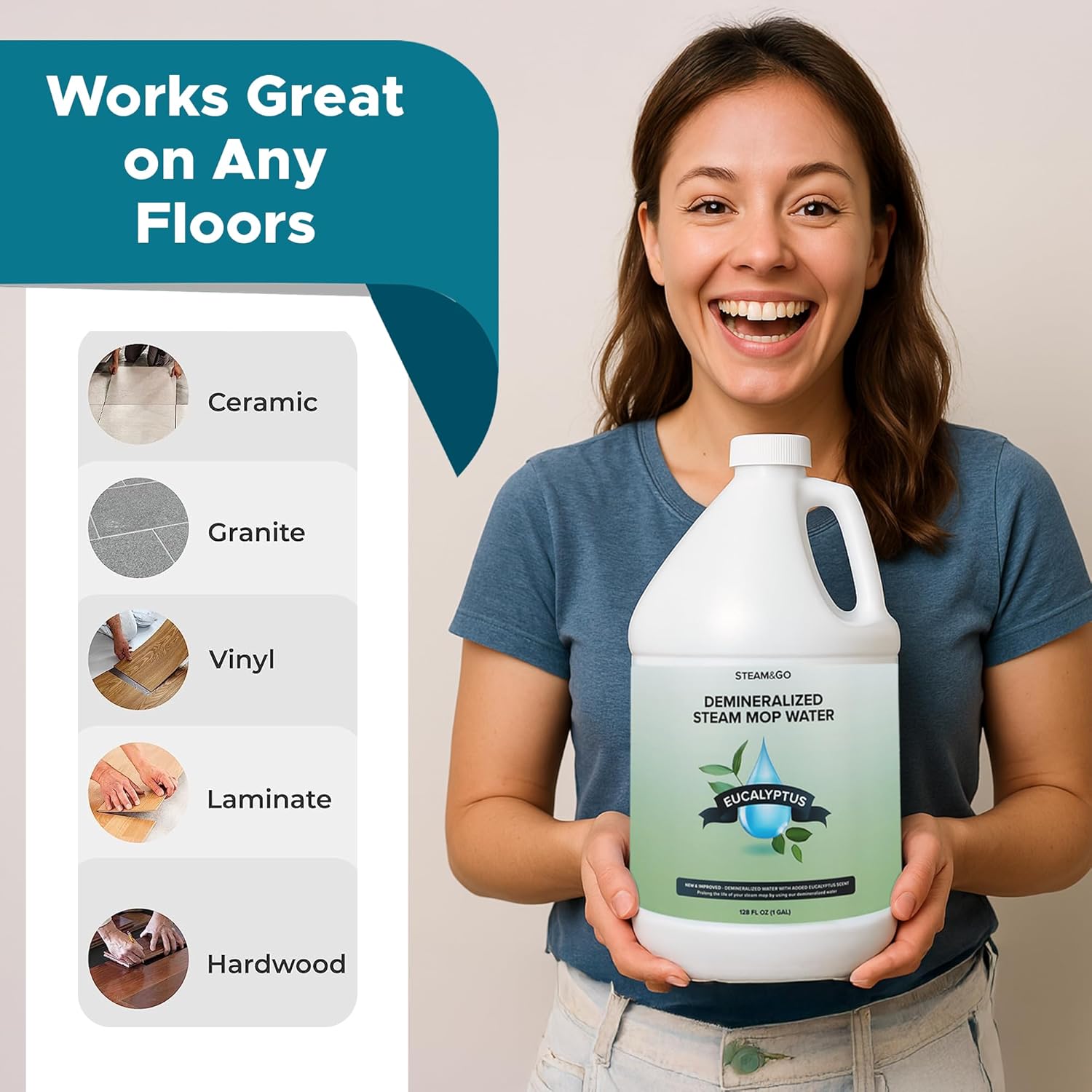 Steam & Go - Demineralized Water for Steam Cleaner,