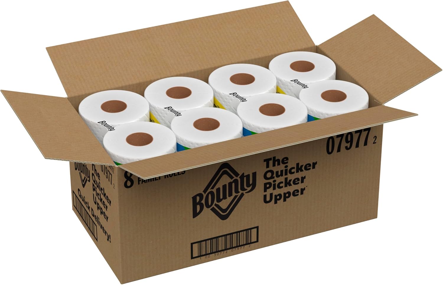 Bounty Quick-Size Paper Towels (Equivalent to 20 Regular Rolls) - Family Pack, White, 8 Rolls
