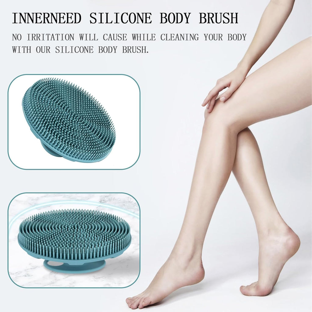 INNERNEED Food-Grade Soft Silicone Body Scrubber Shower Brush Handheld Cleansing Skin Brush,