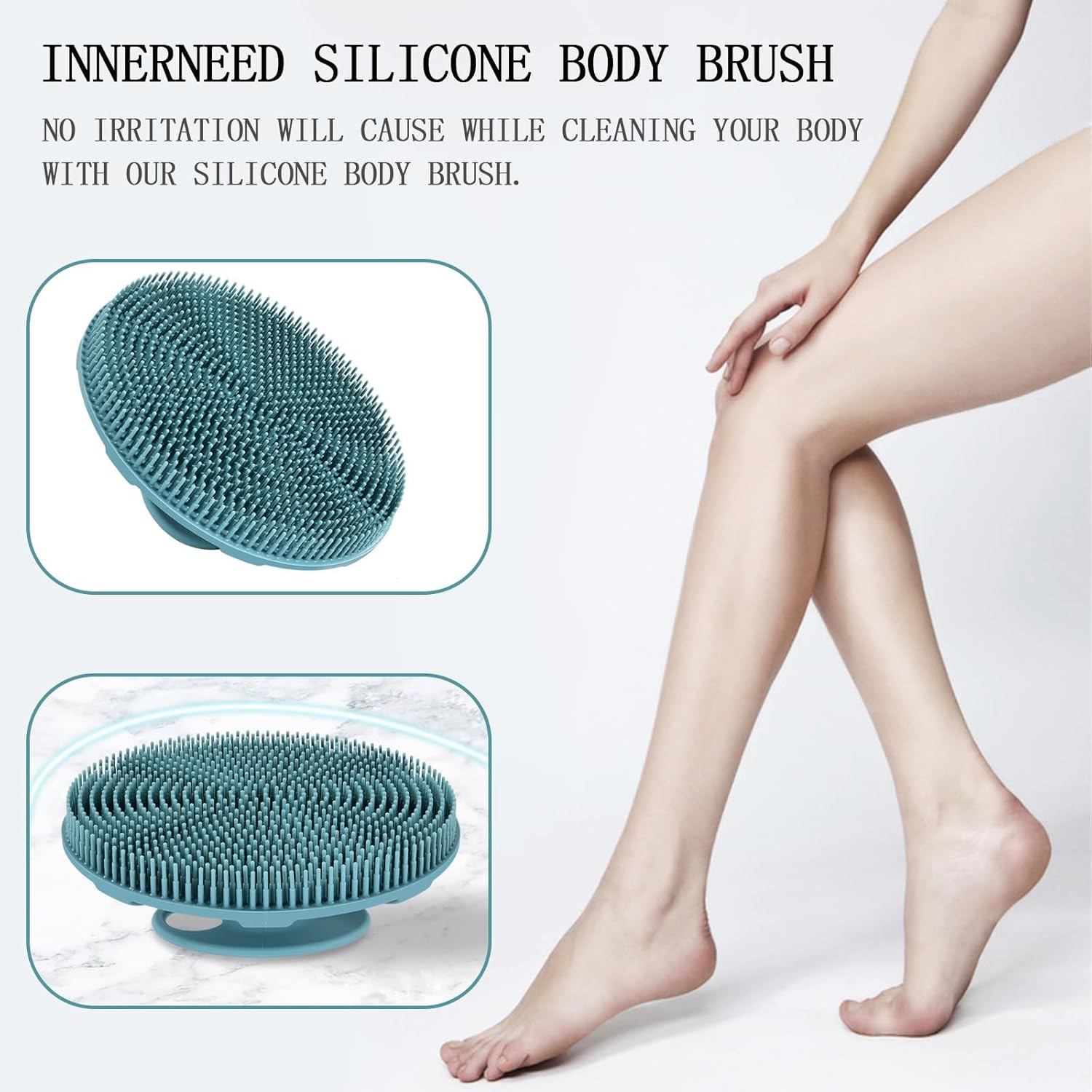 INNERNEED Food-Grade Soft Silicone Body Scrubber Shower Brush Handheld Cleansing Skin Brush,