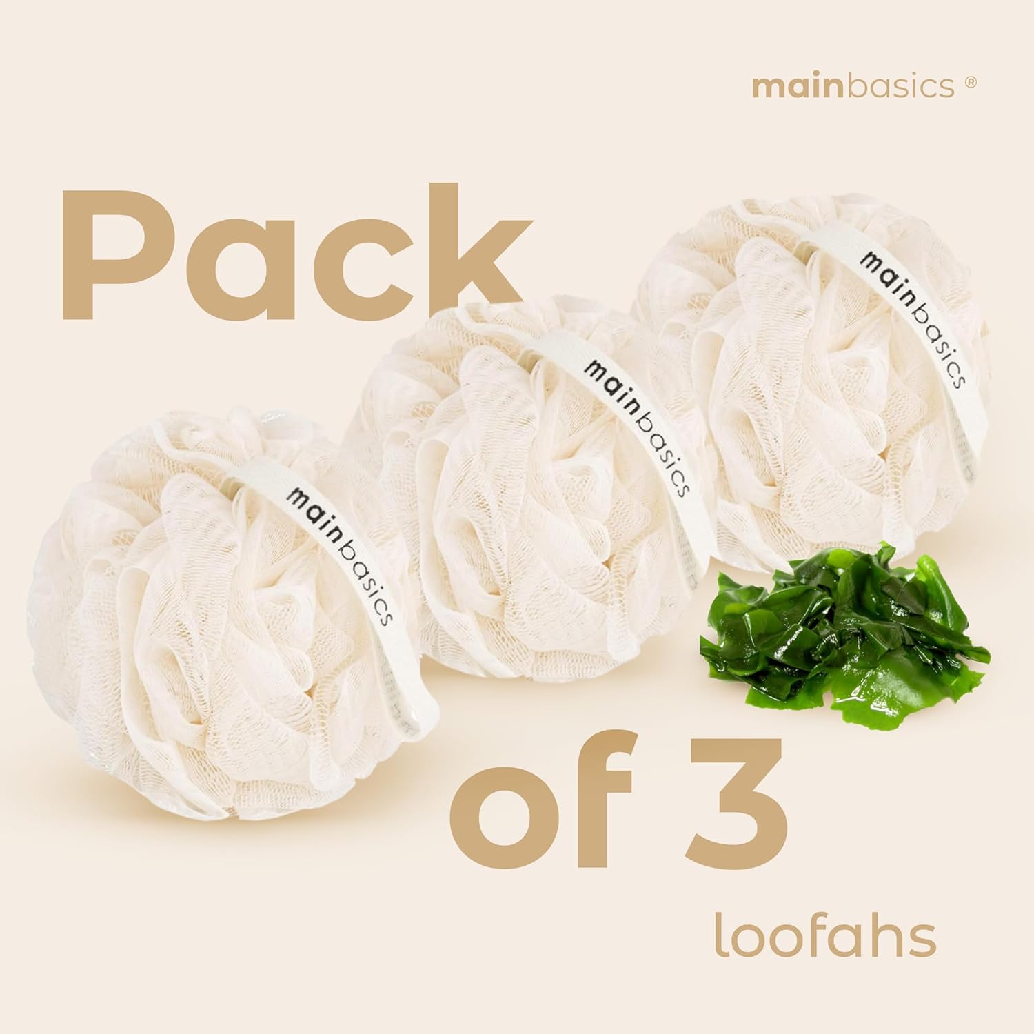MainBasics Bath Shower Loofah Sponge Pouf Body Scrubber Exfoliator Body Wash Sponge