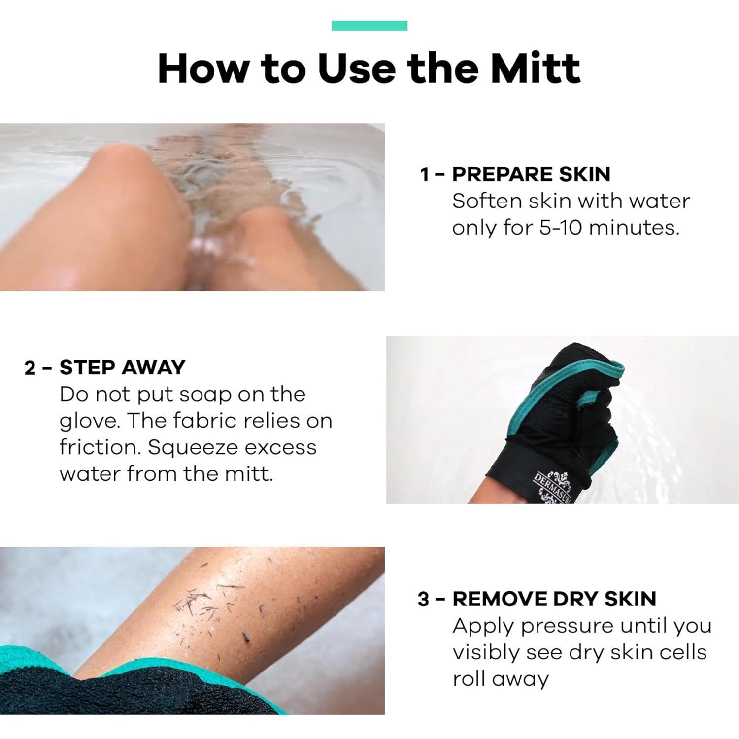 Dermasuri Deep Exfoliating Glove - Polishing Mitt Body Scrubber - Korean Skin Cleaner Exfoliator & Dead Skin Buffing Treatment -