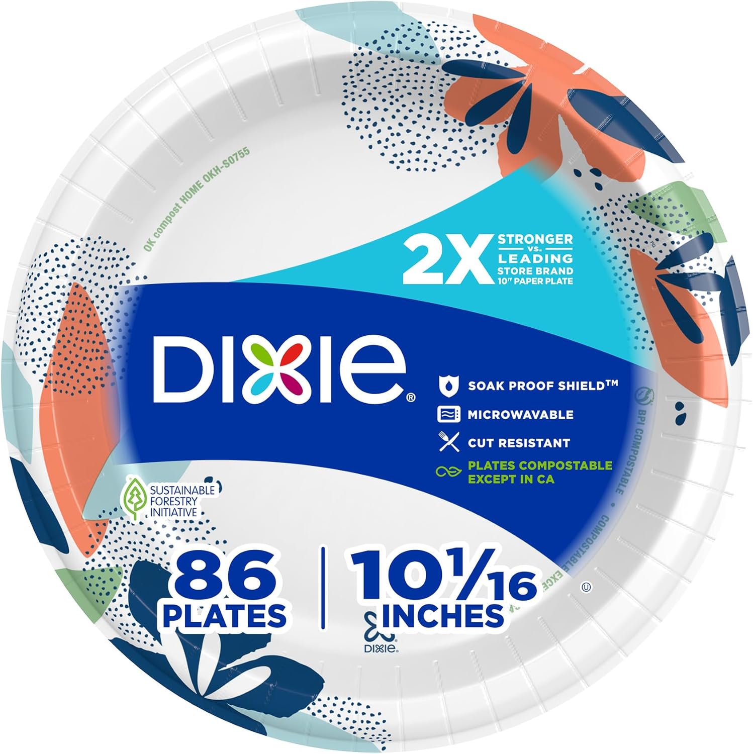 Dixie Large Paper Plates, 10 Inch, 204 Count, 2X Stronger*