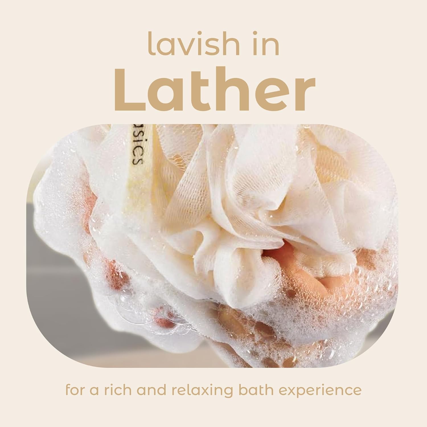 MainBasics Bath Shower Loofah Sponge Pouf Body Scrubber Exfoliator Body Wash Sponge