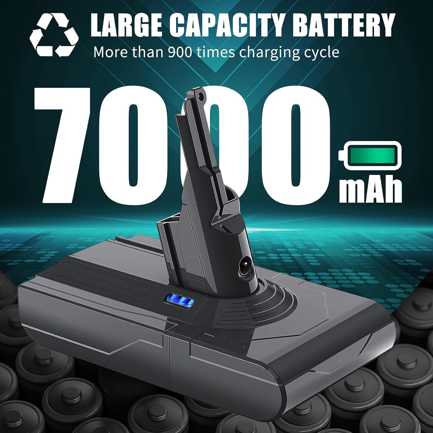 EGR Upgraded 7000mAh V8 Battery Replacement Compatible with Dyson V8 Animal Battery Replacement V8 Absolute V8 Motorhead V8 Fluffy SV10 Carbon Fiber Vacuum Cleaner 2 Filters and 3 Screws Included