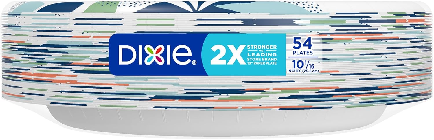 Dixie Large Paper Plates, 10 Inch, 204 Count, 2X Stronger*