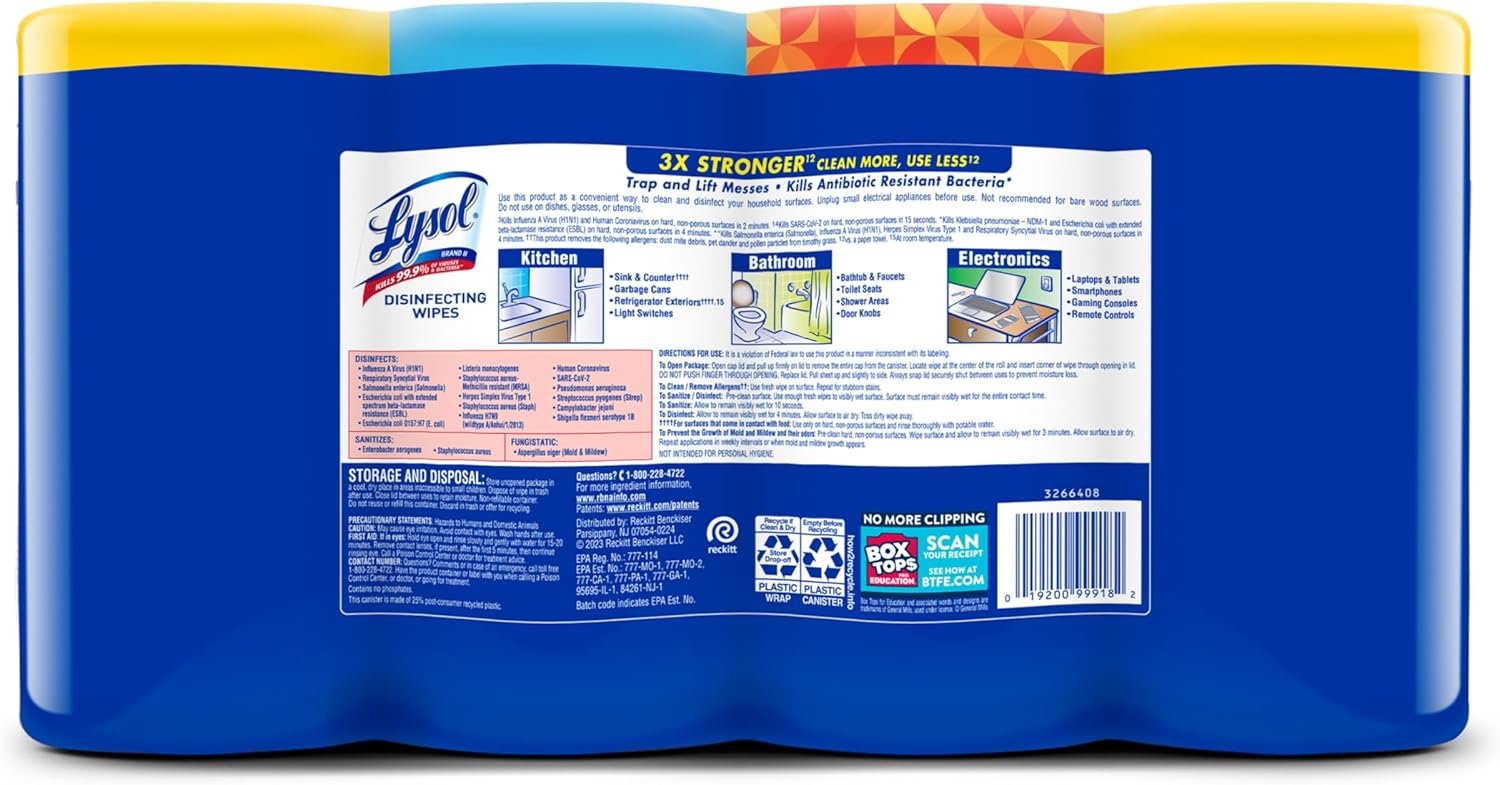 Lysol Disinfecting Wipes Bundle, Home Apartment Dorm Room Essentials and Cleaning Supplies,