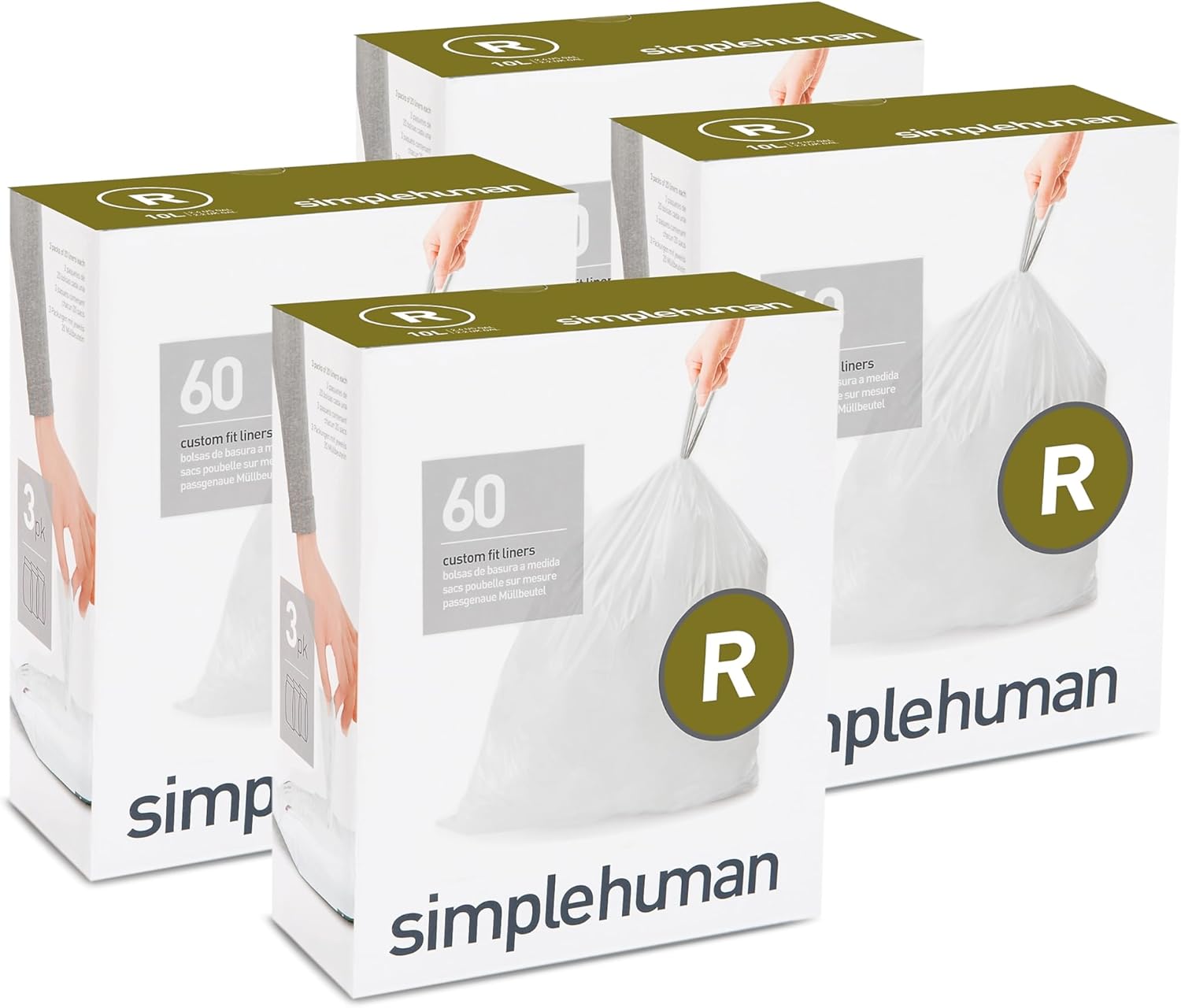 simplehuman Code H 100 Count, Dispenser Pack Custom Fit Liners