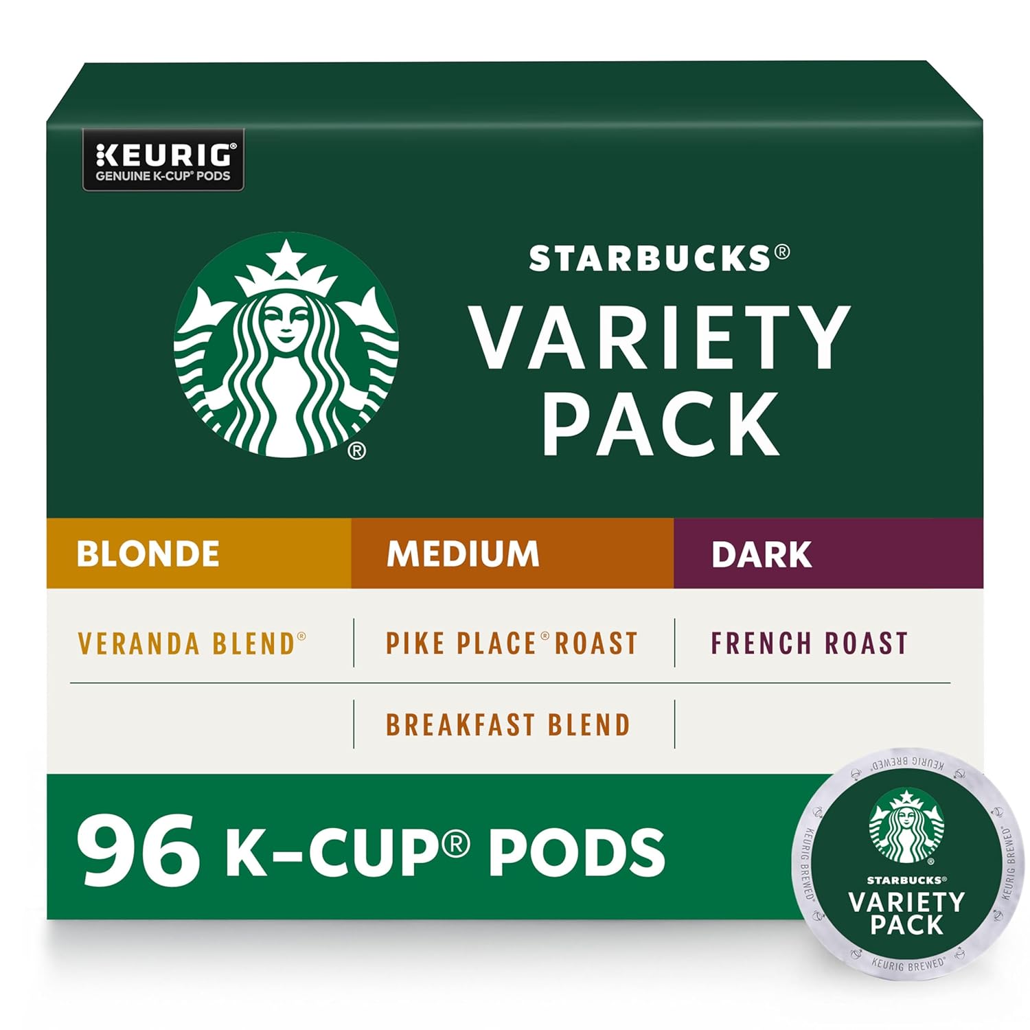 Starbucks K-Cup Coffee Pods, Medium Roast Coffee, Pike Place Roast for Keurig Brewers,