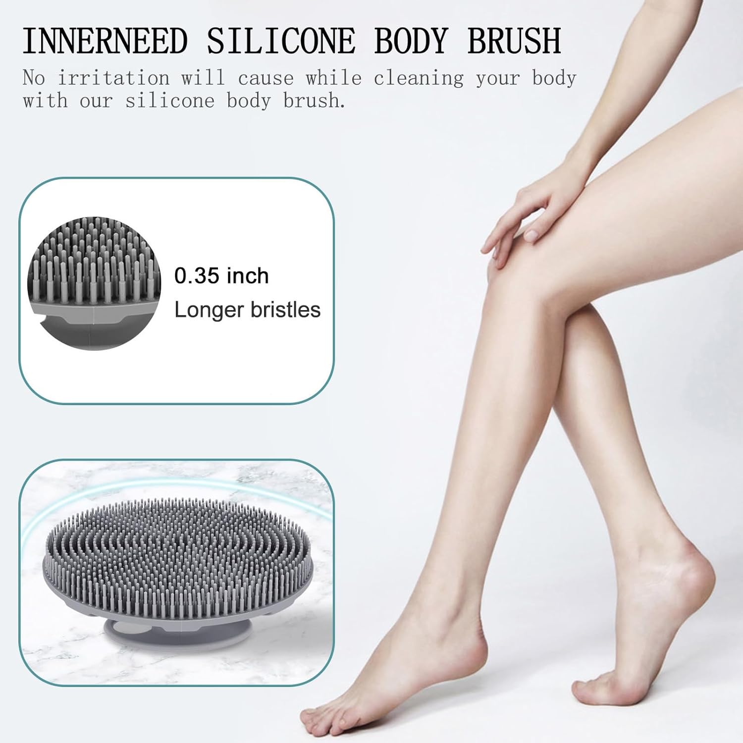 INNERNEED Food-Grade Soft Silicone Body Scrubber Shower Brush Handheld Cleansing Skin Brush,