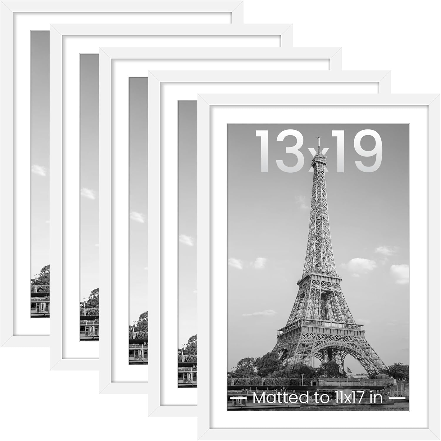 upsimples 8x10 Picture Frame Set of 5, Display Pictures 5x7 with Mat or 8 x 10 Without, Wall Gallery Photo Frames, Black