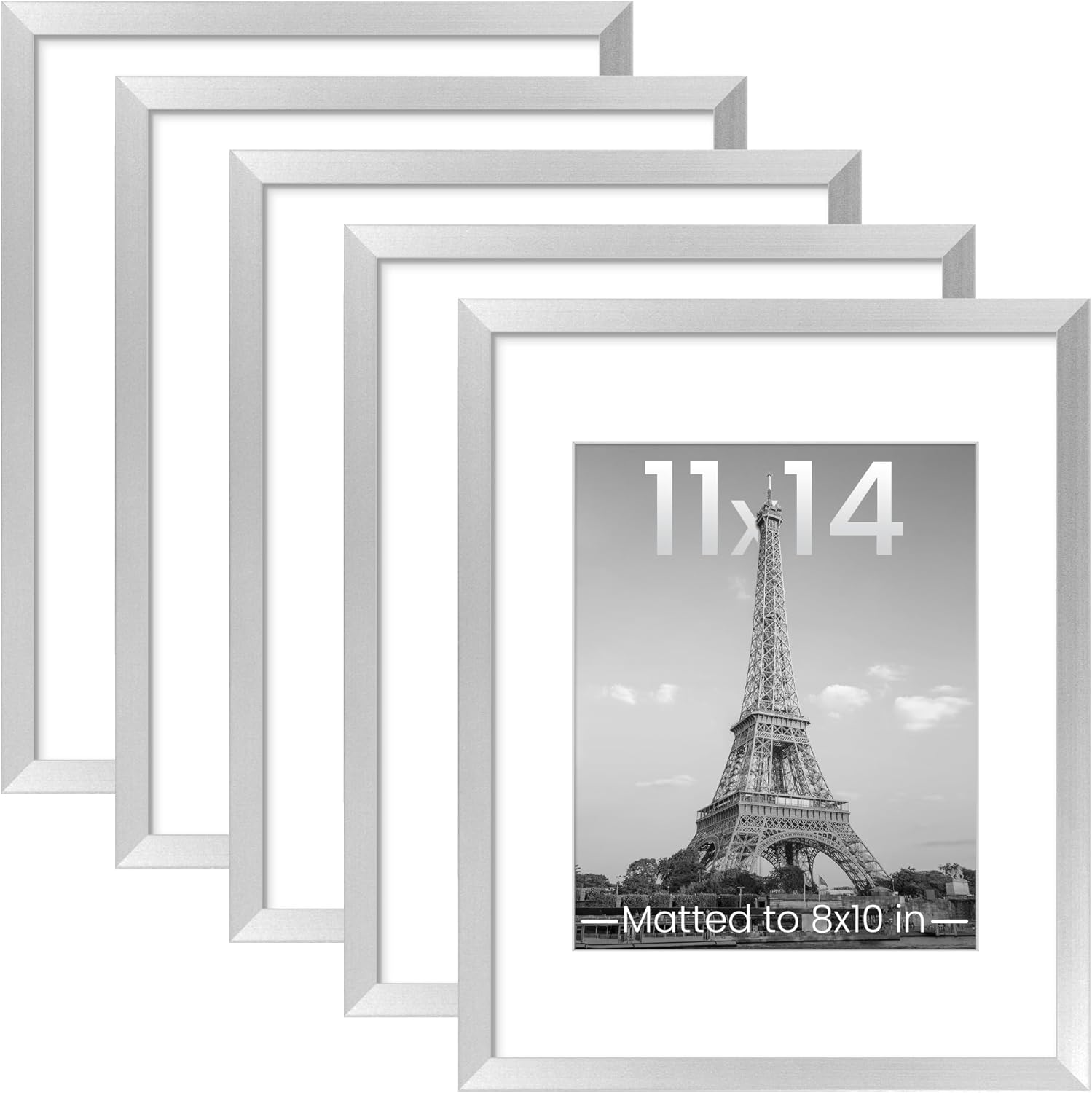 upsimples 8x10 Picture Frame Set of 5, Display Pictures 5x7 with Mat or 8 x 10 Without, Wall Gallery Photo Frames, Black