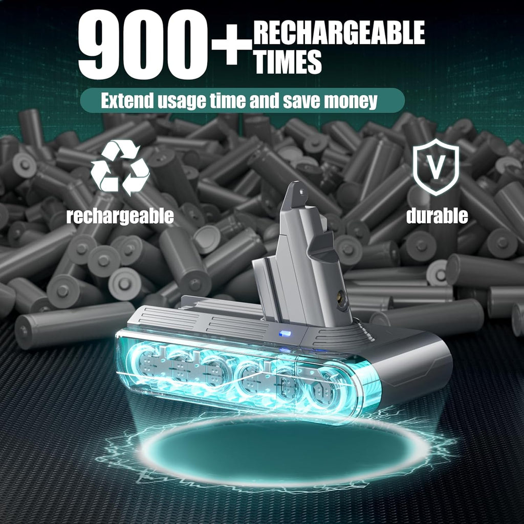 EGR Upgraded 7000mAh V8 Battery Replacement Compatible with Dyson V8 Animal Battery Replacement V8 Absolute V8 Motorhead V8 Fluffy SV10 Carbon Fiber Vacuum Cleaner 2 Filters and 3 Screws Included