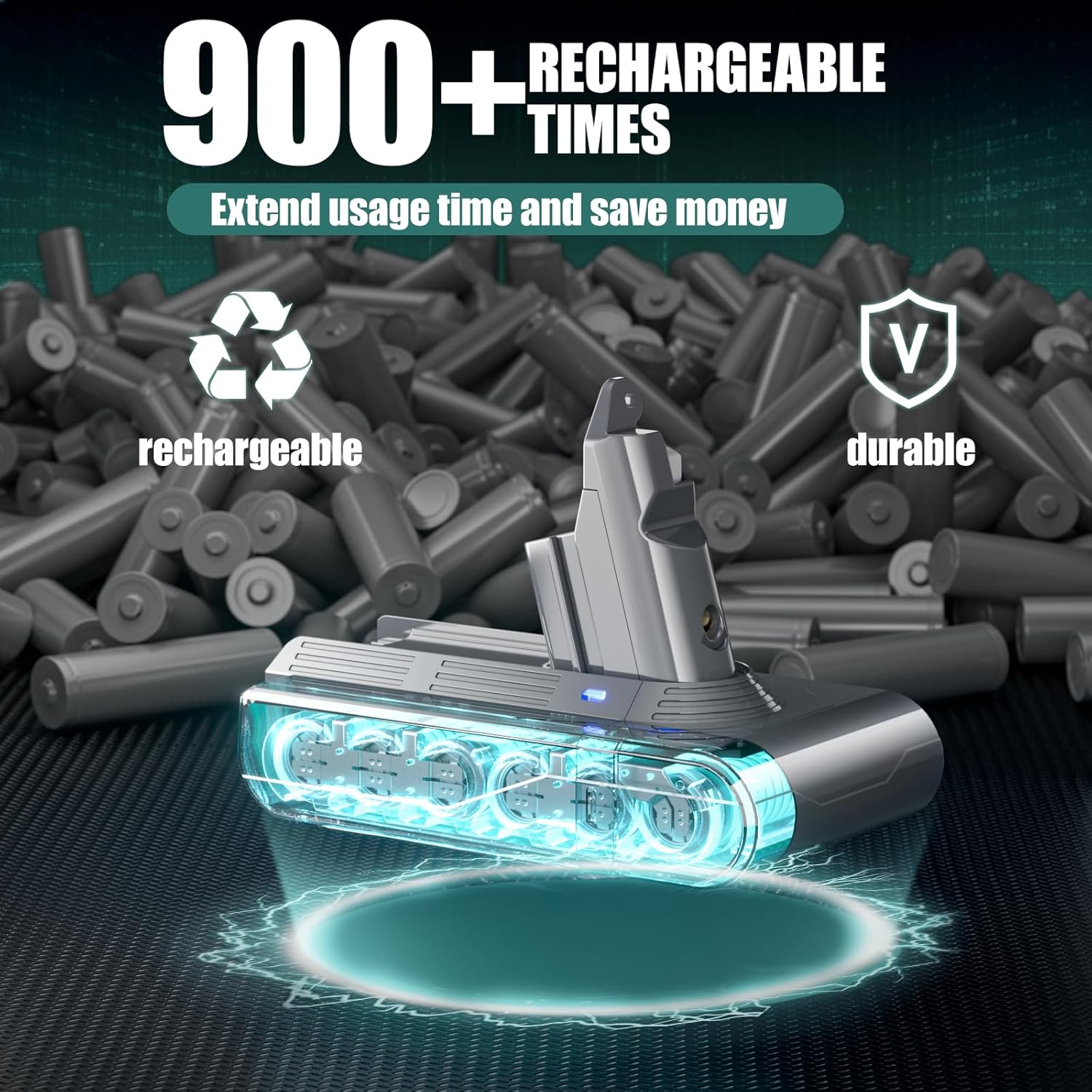 EGR Upgraded 7000mAh V8 Battery Replacement Compatible with Dyson V8 Animal Battery Replacement V8 Absolute V8 Motorhead V8 Fluffy SV10 Carbon Fiber Vacuum Cleaner 2 Filters and 3 Screws Included