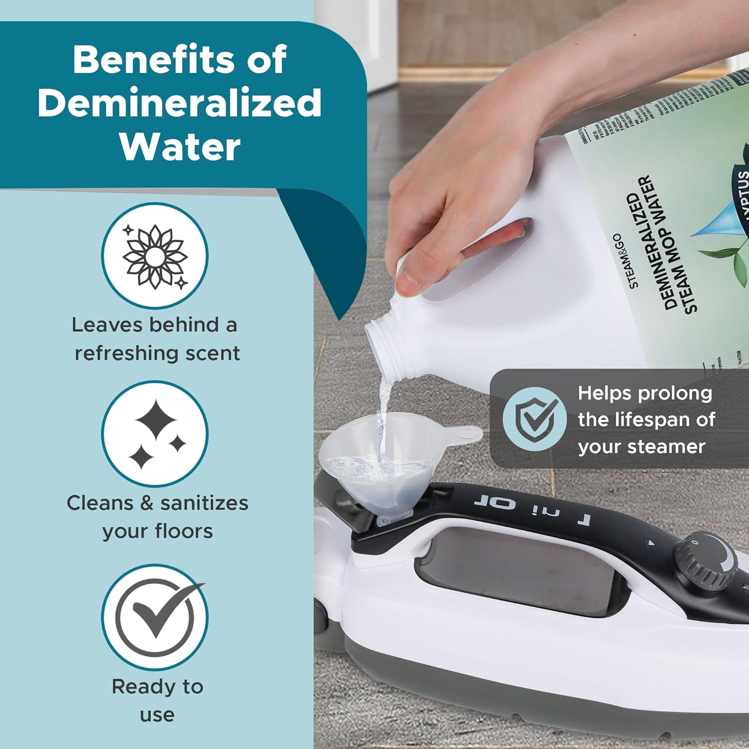 Steam & Go - Demineralized Water for Steam Cleaner,
