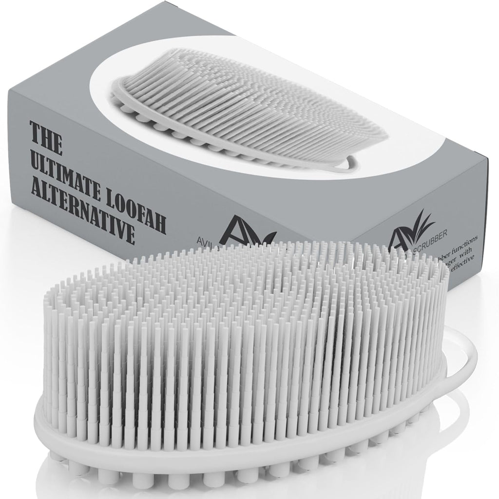 Avilana Silicone Body Scrubber – Gentle Shower Brush & Loofah Alternative – Silver-Infused Options – Fast-Drying, Hygienic
