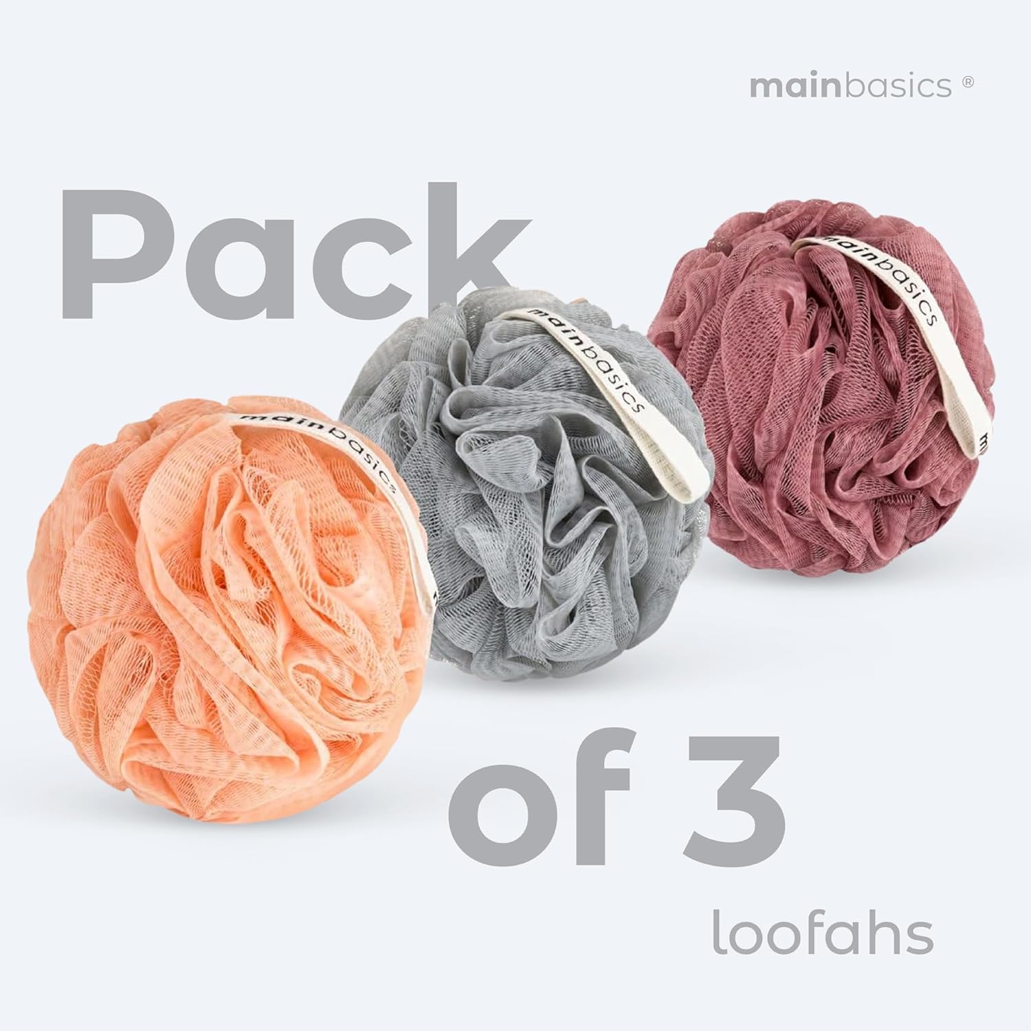 MainBasics Bath Shower Loofah Sponge Pouf Body Scrubber Exfoliator Body Wash Sponge