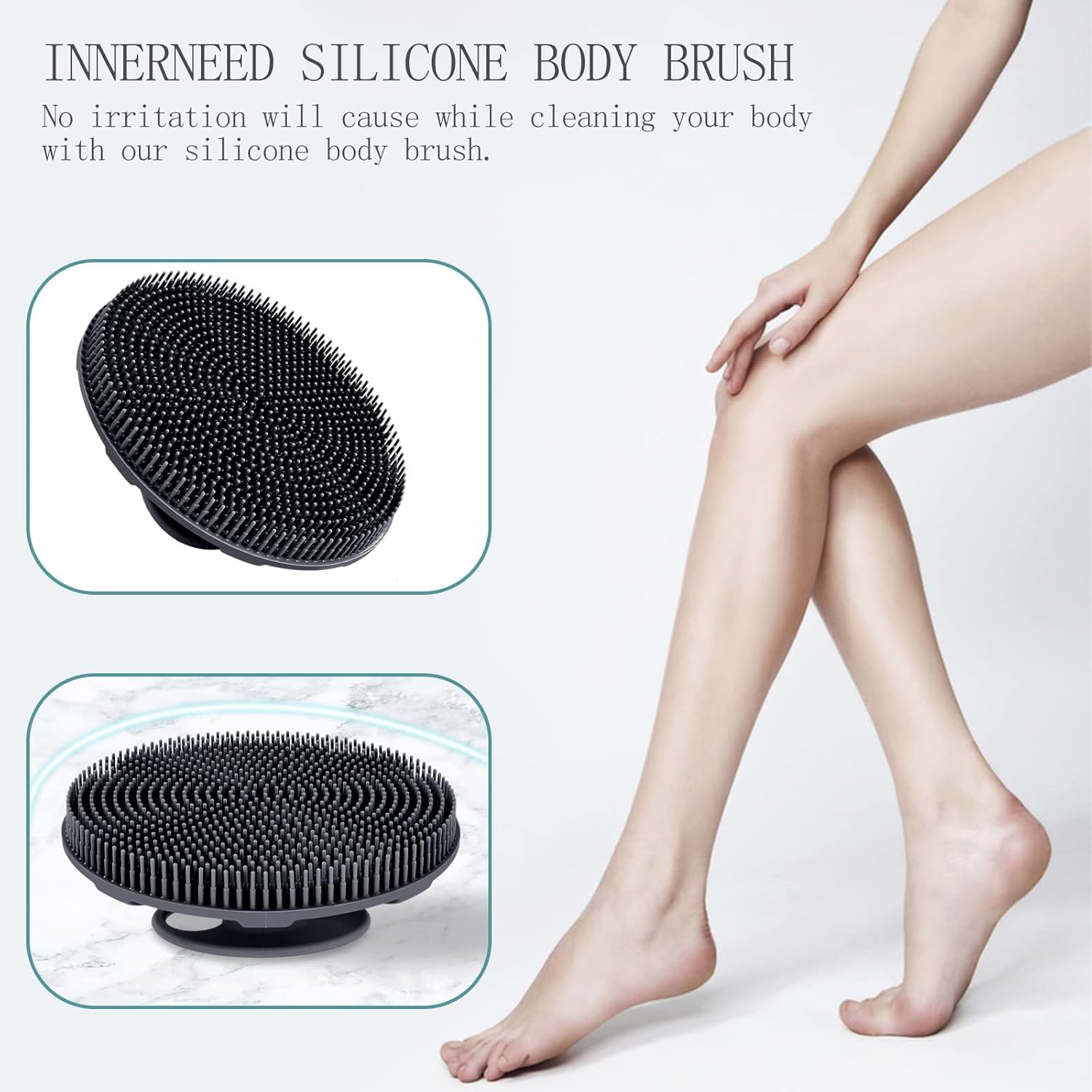 INNERNEED Food-Grade Soft Silicone Body Scrubber Shower Brush Handheld Cleansing Skin Brush,
