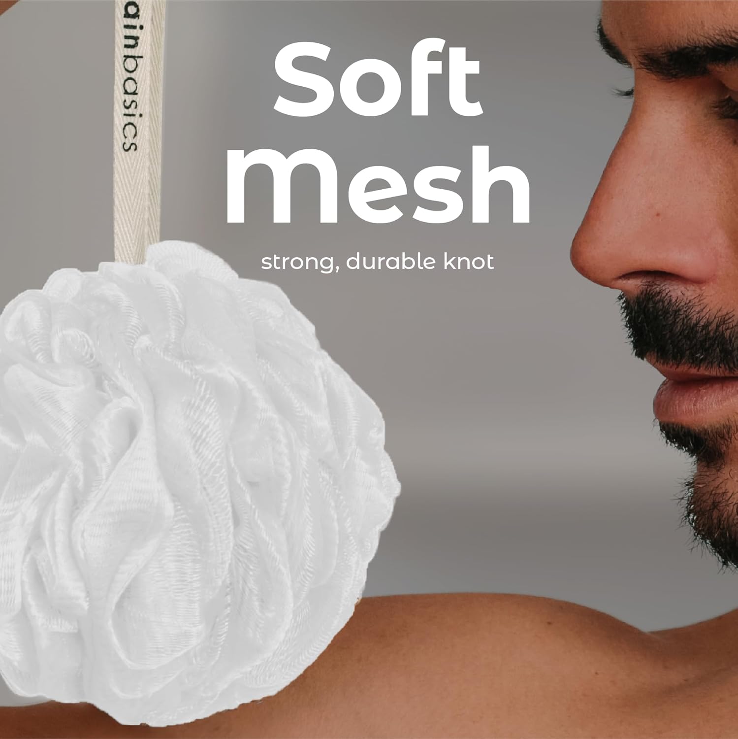 MainBasics Bath Shower Loofah Sponge Pouf Body Scrubber Exfoliator Body Wash Sponge