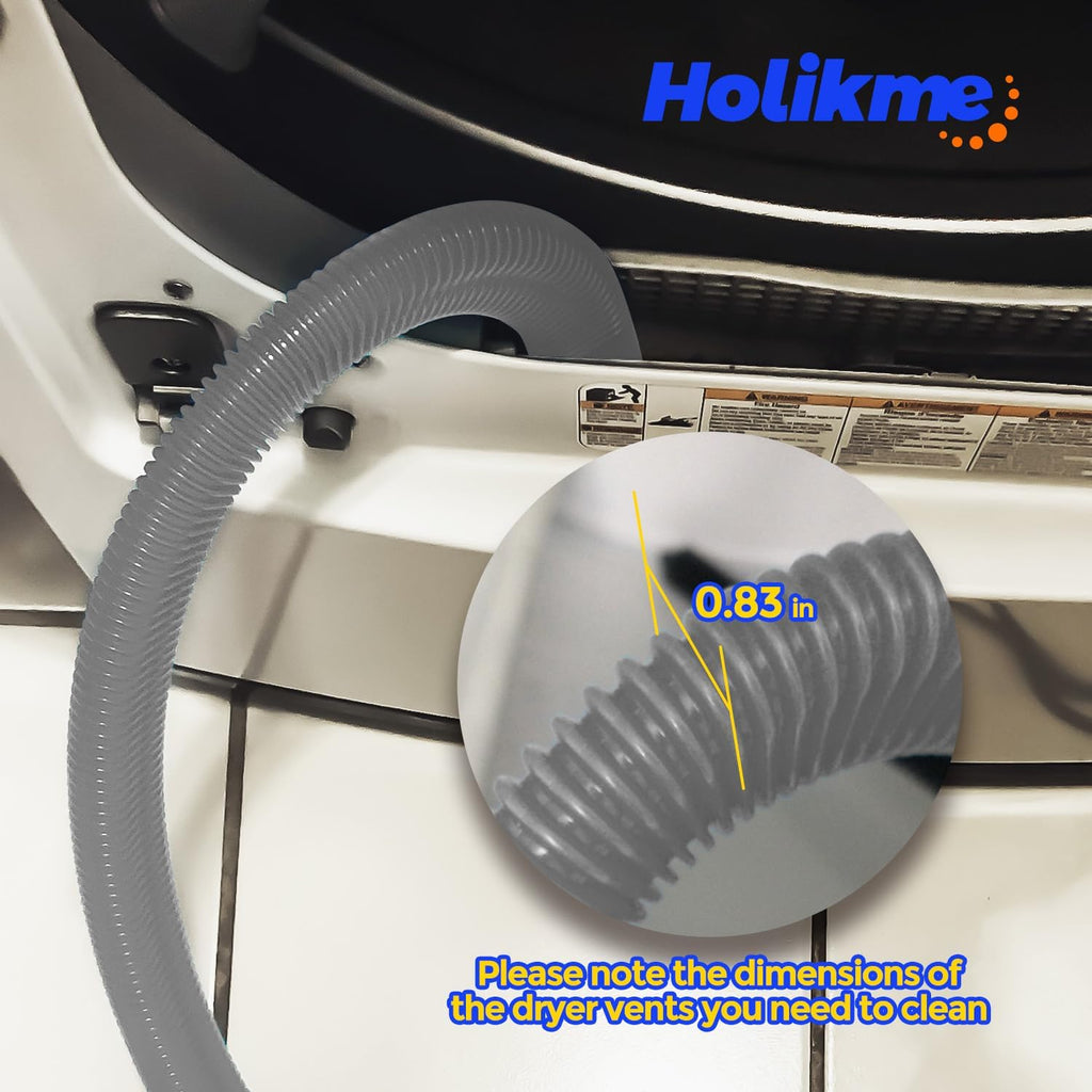 Holikme 2 Pieces Dryer Vent Cleaner Kit, Dryer Lint Vacuum Attachment and Flexible Dryer Lint Brush