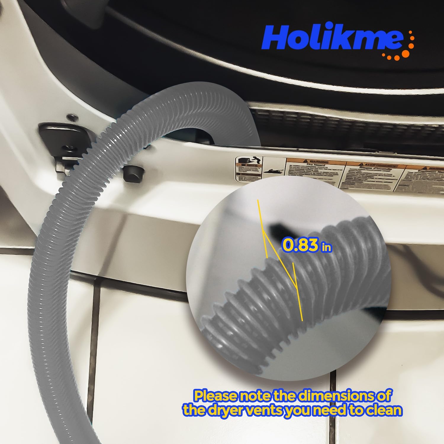 Holikme 2 Pieces Dryer Vent Cleaner Kit, Dryer Lint Vacuum Attachment and Flexible Dryer Lint Brush