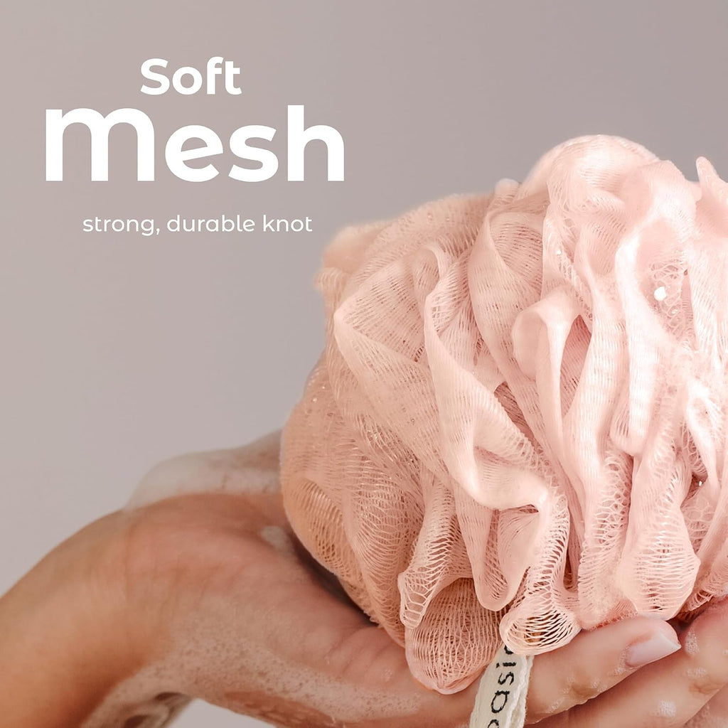 MainBasics Bath Shower Loofah Sponge Pouf Body Scrubber Exfoliator Body Wash Sponge