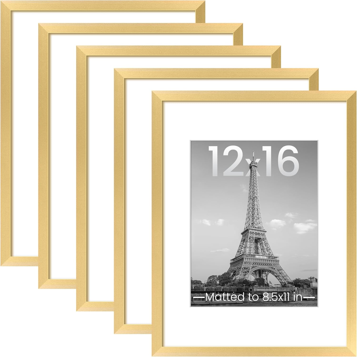 upsimples 8x10 Picture Frame Set of 5, Display Pictures 5x7 with Mat or 8 x 10 Without, Wall Gallery Photo Frames, Black