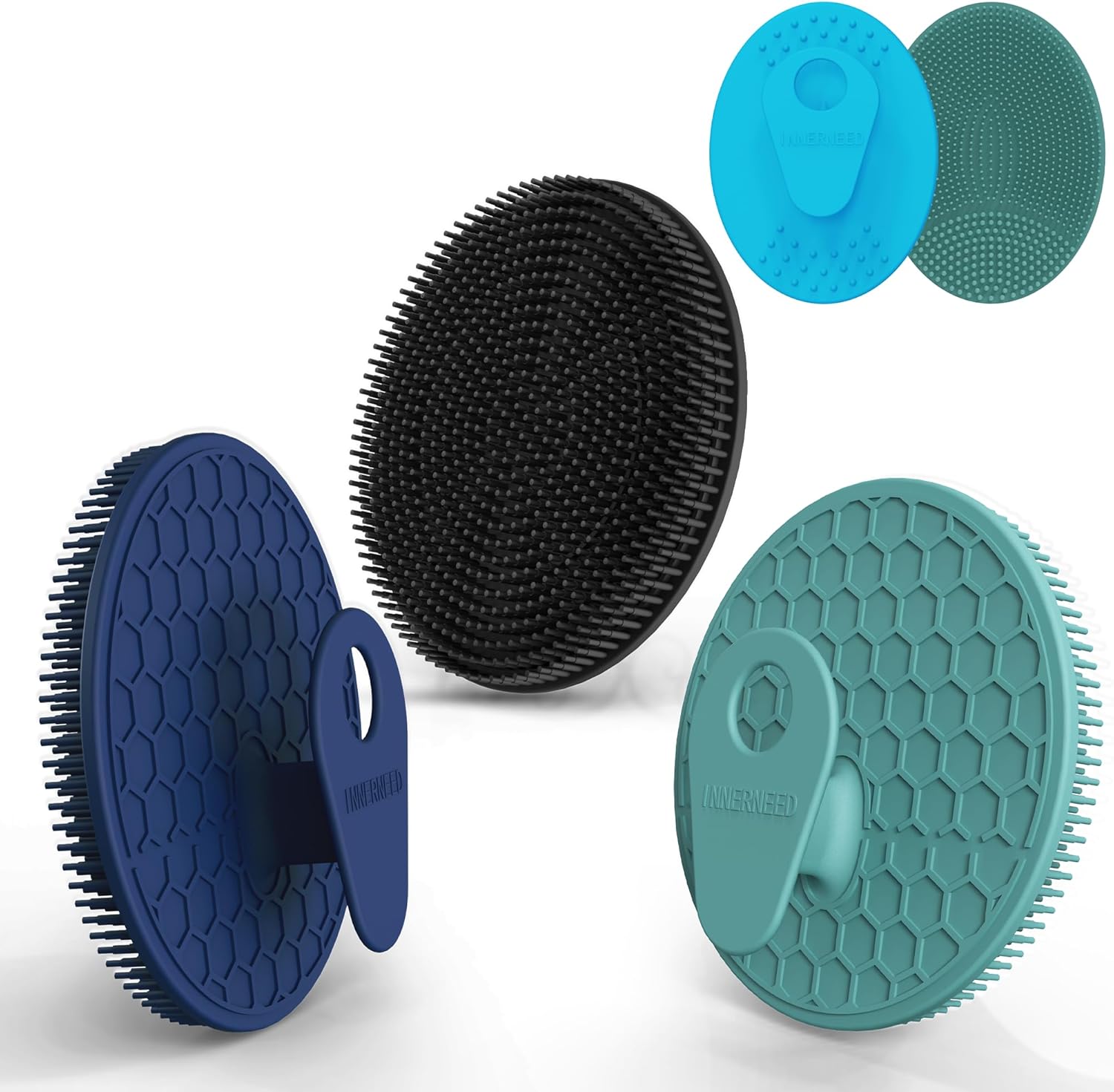 INNERNEED Food-Grade Soft Silicone Body Scrubber Shower Brush Handheld Cleansing Skin Brush,
