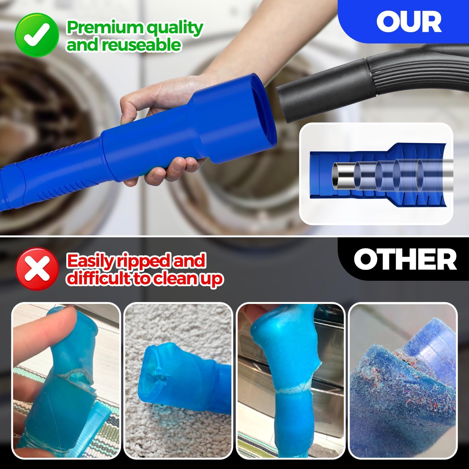 Holikme 2 Pieces Dryer Vent Cleaner Kit, Dryer Lint Vacuum Attachment and Flexible Dryer Lint Brush