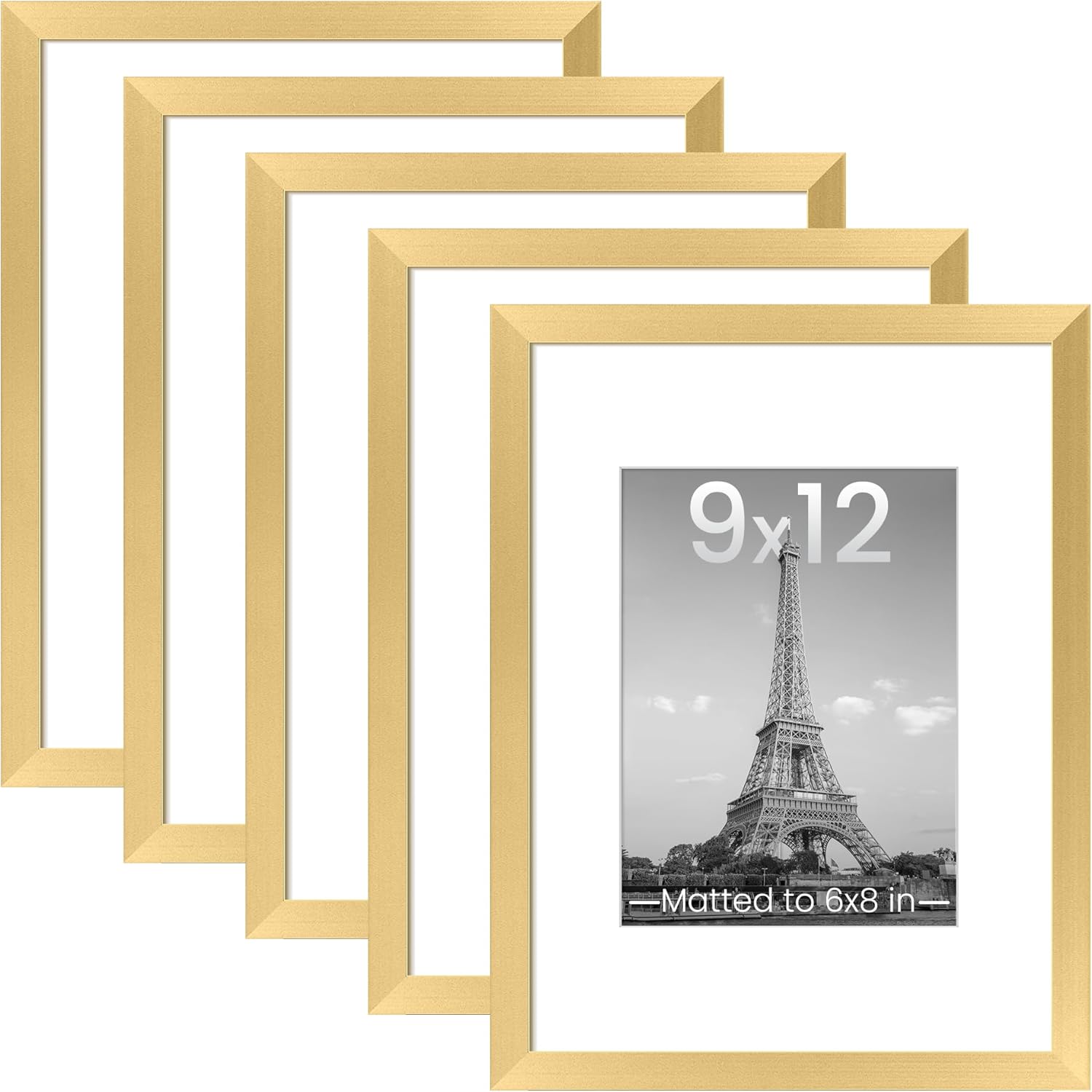 upsimples 8x10 Picture Frame Set of 5, Display Pictures 5x7 with Mat or 8 x 10 Without, Wall Gallery Photo Frames, Black