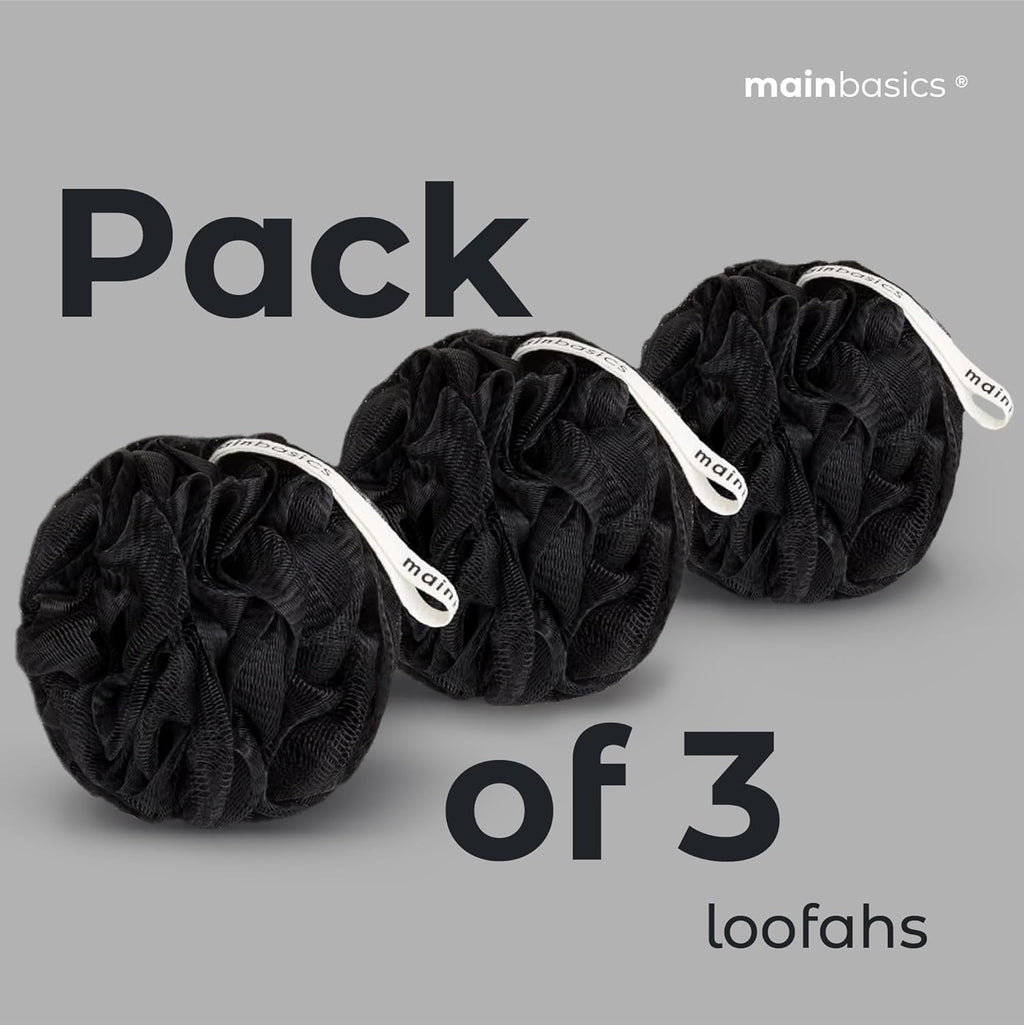 MainBasics Bath Shower Loofah Sponge Pouf Body Scrubber Exfoliator Body Wash Sponge