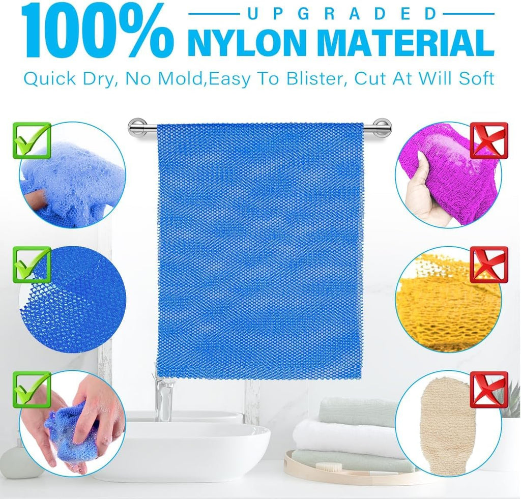UJFQBH 3 Pieces African Bath Sponge African Net Long Net Bath Sponge Exfoliating Shower Body Scrubber Back Scrubber Skin Smoother