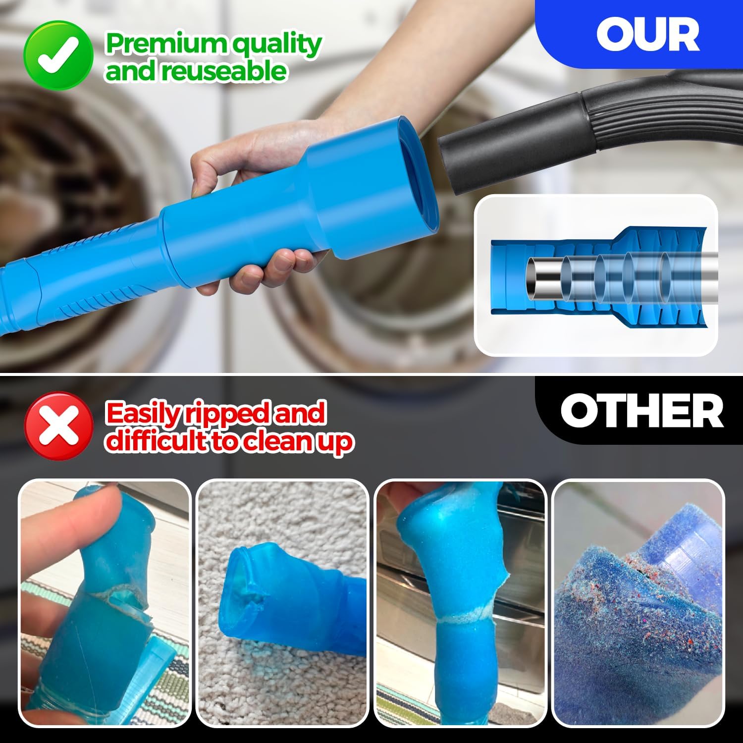 Holikme 2 Pieces Dryer Vent Cleaner Kit, Dryer Lint Vacuum Attachment and Flexible Dryer Lint Brush