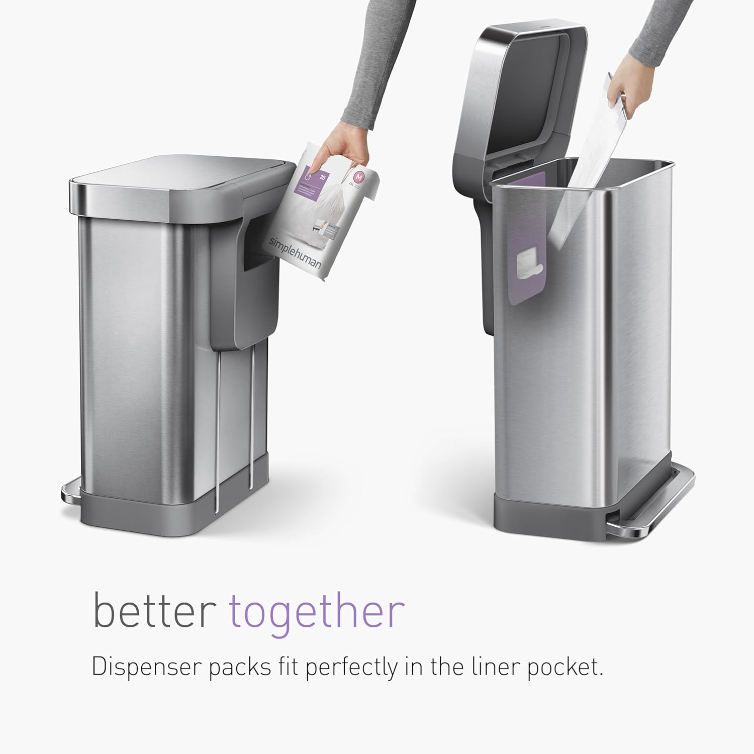 simplehuman Code H 100 Count, Dispenser Pack Custom Fit Liners