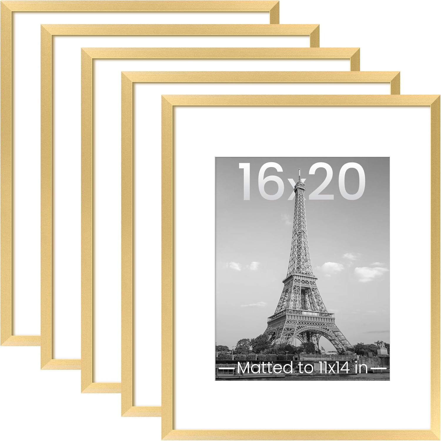 upsimples 8x10 Picture Frame Set of 5, Display Pictures 5x7 with Mat or 8 x 10 Without, Wall Gallery Photo Frames, Black