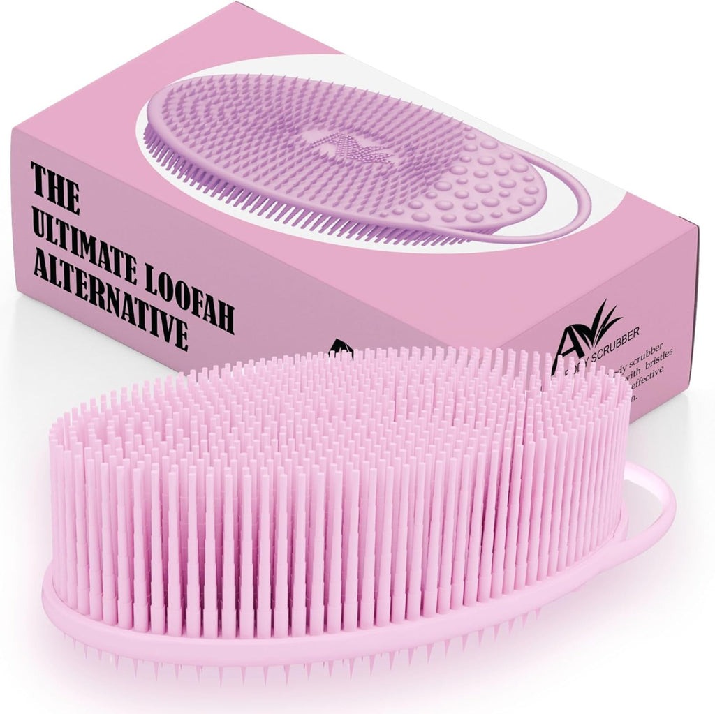 Avilana Silicone Body Scrubber – Gentle Shower Brush & Loofah Alternative – Silver-Infused Options – Fast-Drying, Hygienic
