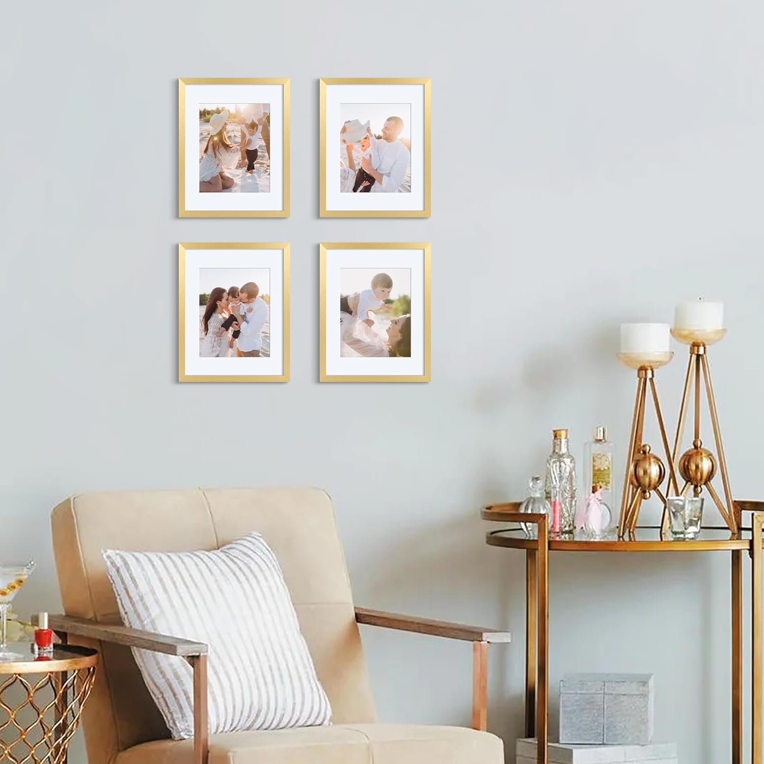 upsimples 8x10 Picture Frame Set of 5, Display Pictures 5x7 with Mat or 8 x 10 Without, Wall Gallery Photo Frames, Black
