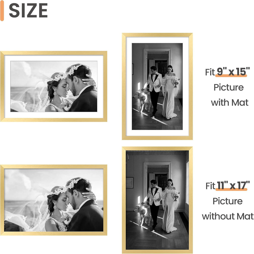 upsimples 8x10 Picture Frame Set of 5, Display Pictures 5x7 with Mat or 8 x 10 Without, Wall Gallery Photo Frames, Black