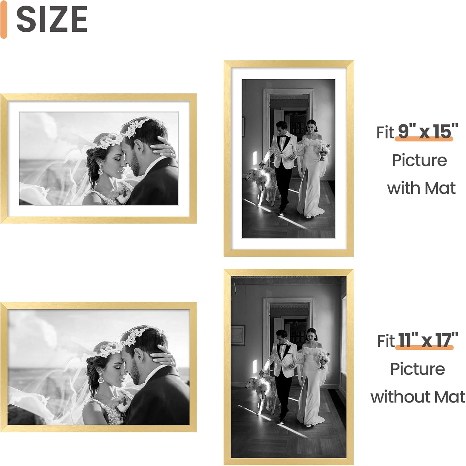 upsimples 8x10 Picture Frame Set of 5, Display Pictures 5x7 with Mat or 8 x 10 Without, Wall Gallery Photo Frames, Black