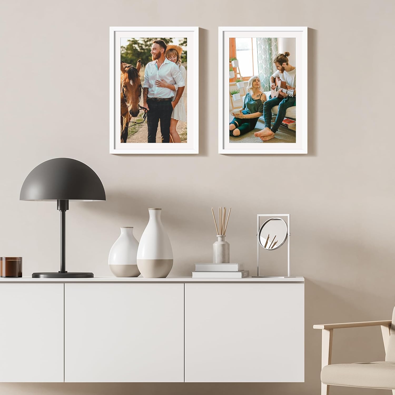 upsimples 8x10 Picture Frame Set of 5, Display Pictures 5x7 with Mat or 8 x 10 Without, Wall Gallery Photo Frames, Black