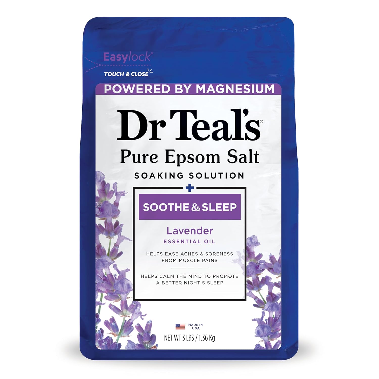 Dr Teal's Epsom Salt Magnesium Soak, Soothe & Sleep with Lavender,