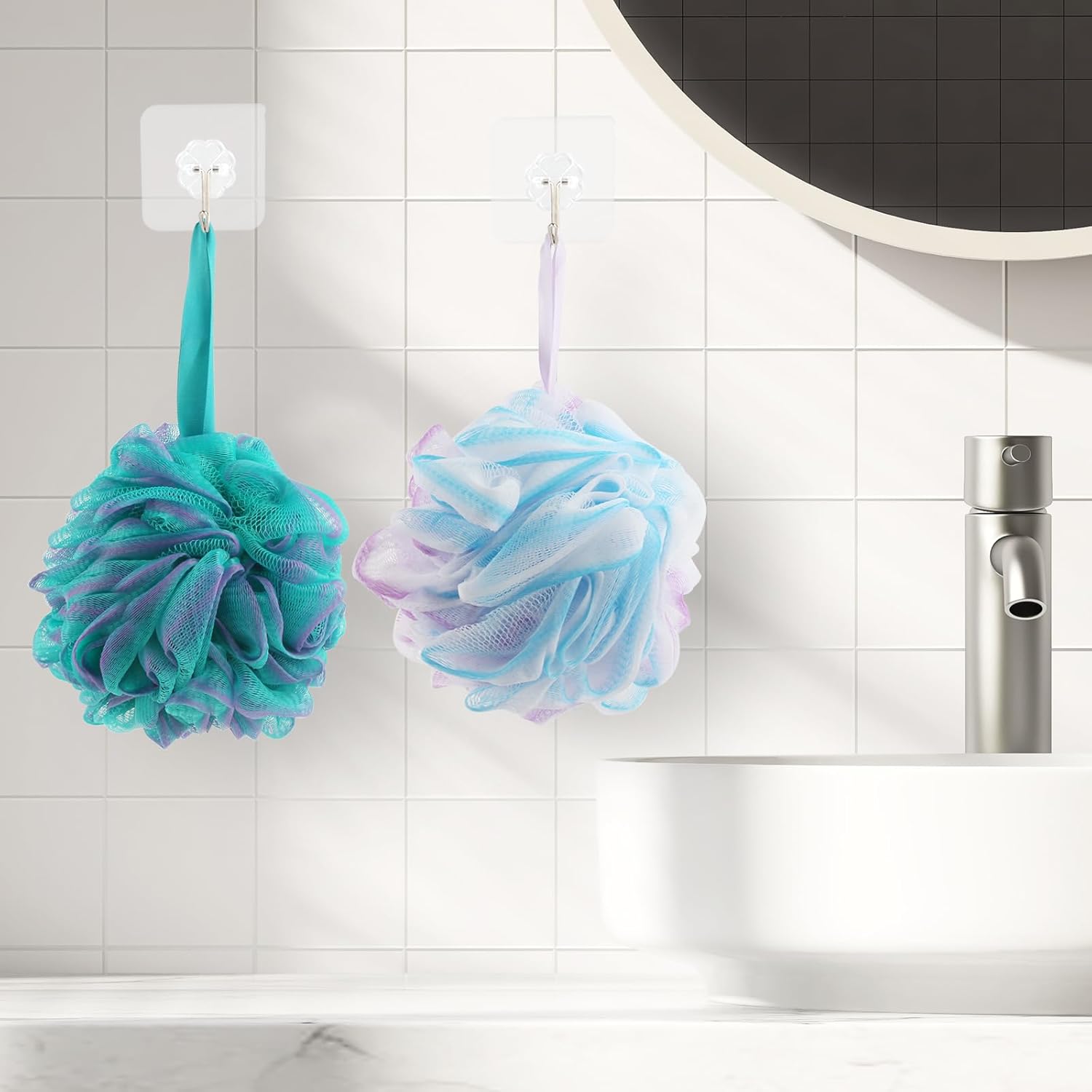 Fu Store Loofah Sponge Shower Loofahs 50g Bath Sponges Mesh Balls 4 Colors for Body Scrubber Exfoliator Wash Back Scrubber Bathroom Men Women