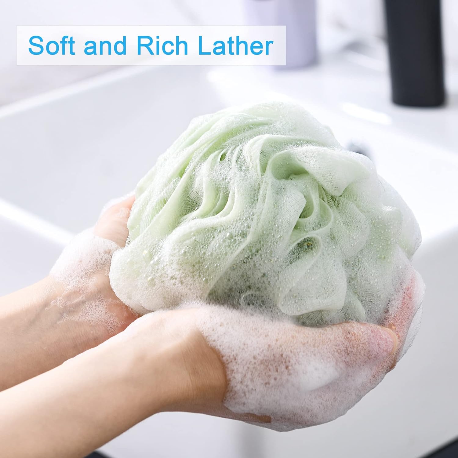 AmazerBath Loofah Sponge 75g/Piece, Exfoliating Bath Sponge Body Scrubber - Loofa Set of 4 Flower Color