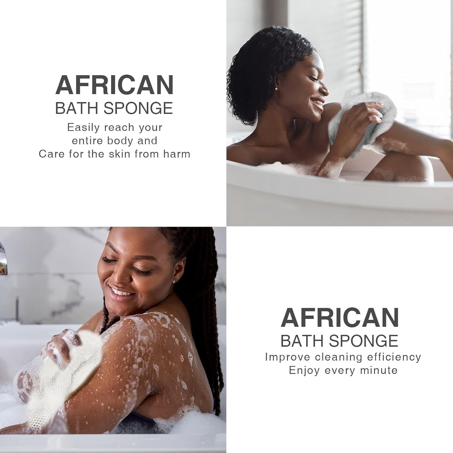 UJFQBH 3 Pieces African Bath Sponge African Net Long Net Bath Sponge Exfoliating Shower Body Scrubber Back Scrubber Skin Smoother