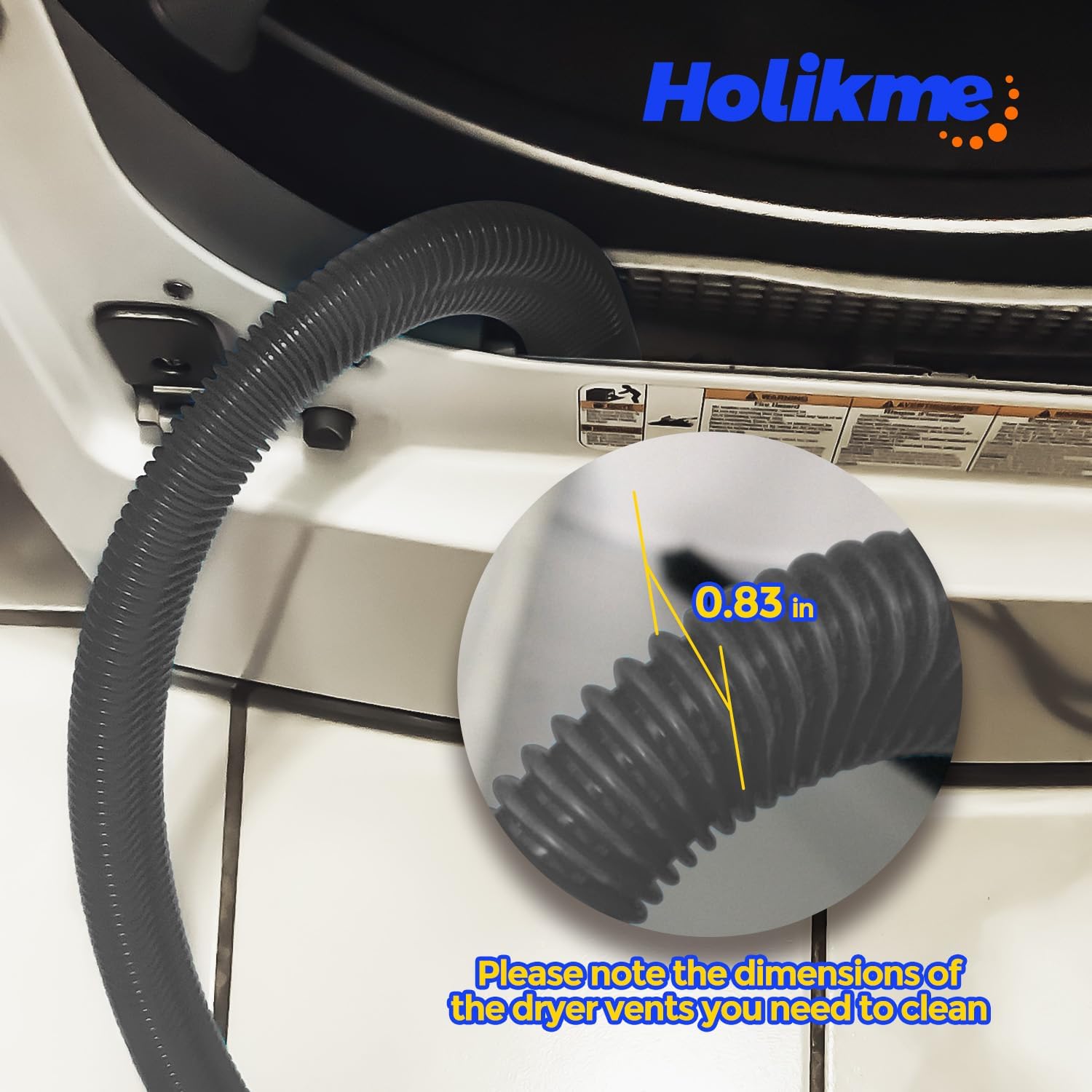 Holikme 2 Pieces Dryer Vent Cleaner Kit, Dryer Lint Vacuum Attachment and Flexible Dryer Lint Brush