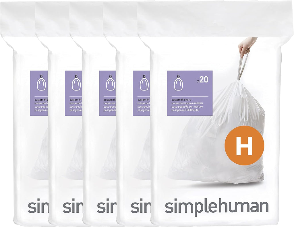 simplehuman Code H 100 Count, Dispenser Pack Custom Fit Liners