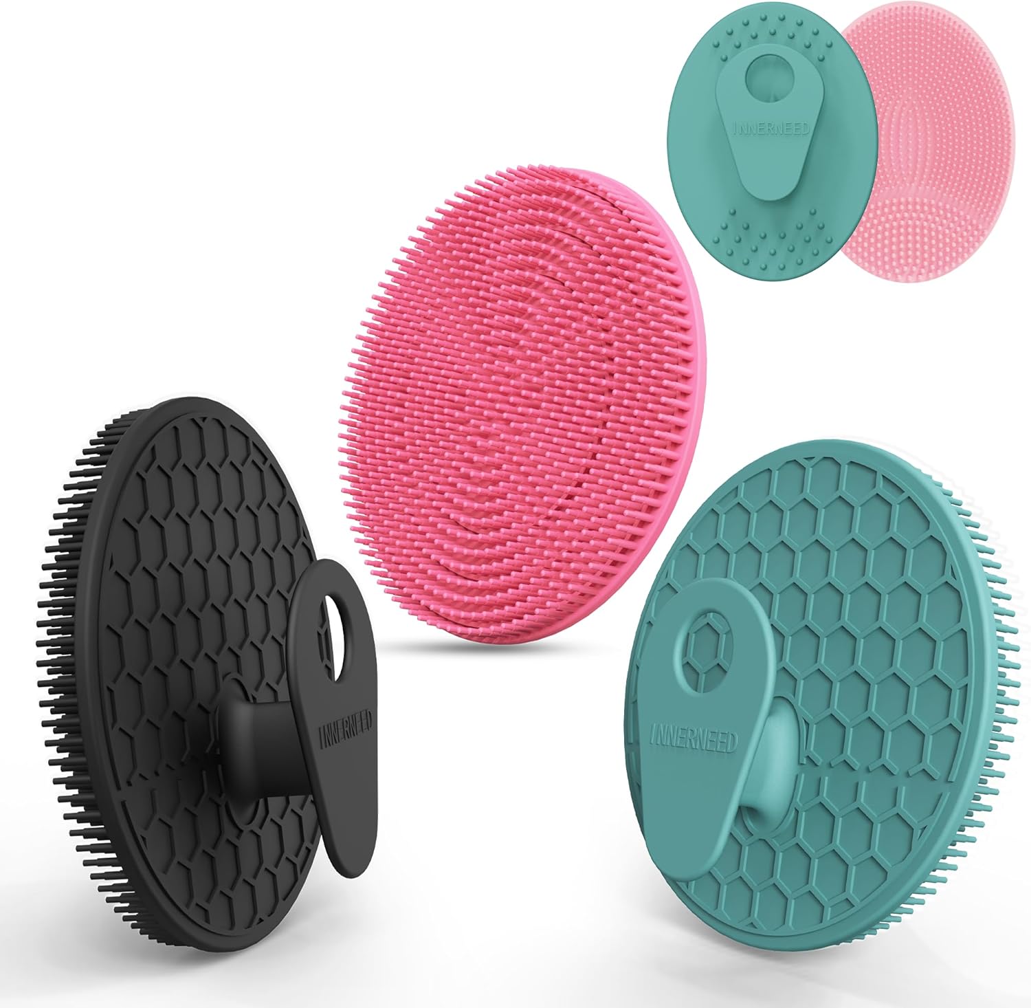 INNERNEED Food-Grade Soft Silicone Body Scrubber Shower Brush Handheld Cleansing Skin Brush,