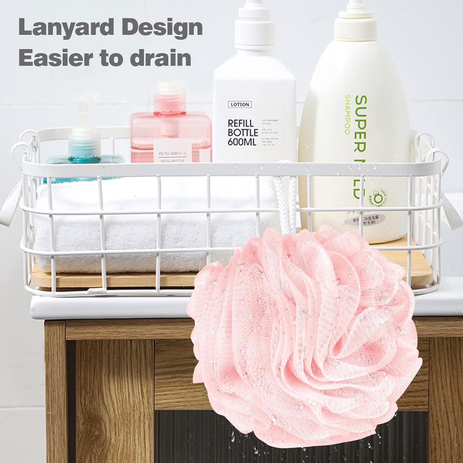Fu Store Loofah Sponge Shower Loofahs 50g Bath Sponges Mesh Balls 4 Colors for Body Scrubber Exfoliator Wash Back Scrubber Bathroom Men Women